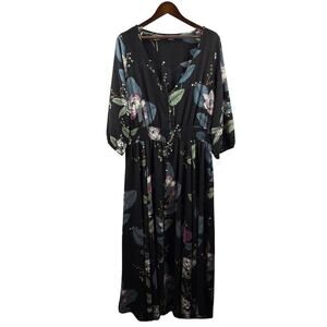 Women’s City Chic Black Floral Button Up Maxi Dress Plus Size 22